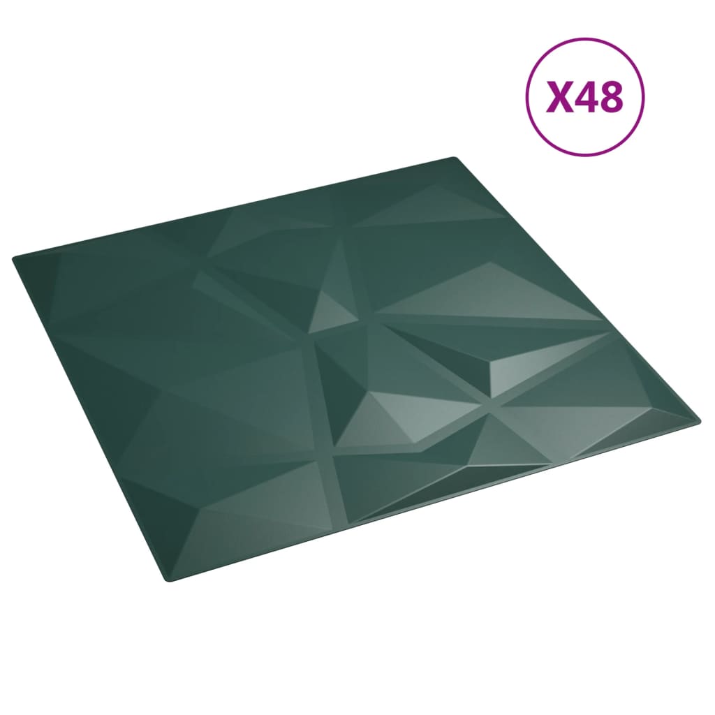 VidaXL 48 st Wandpanelen diamant 12 m² 50x50 cm XPS groen