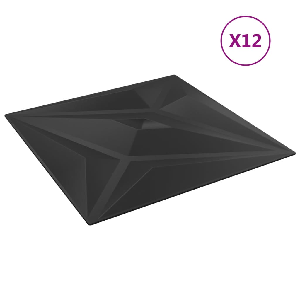 Vidaxl 12 ST Pannelli murali stella 3 m² 50x50 cm xps nero