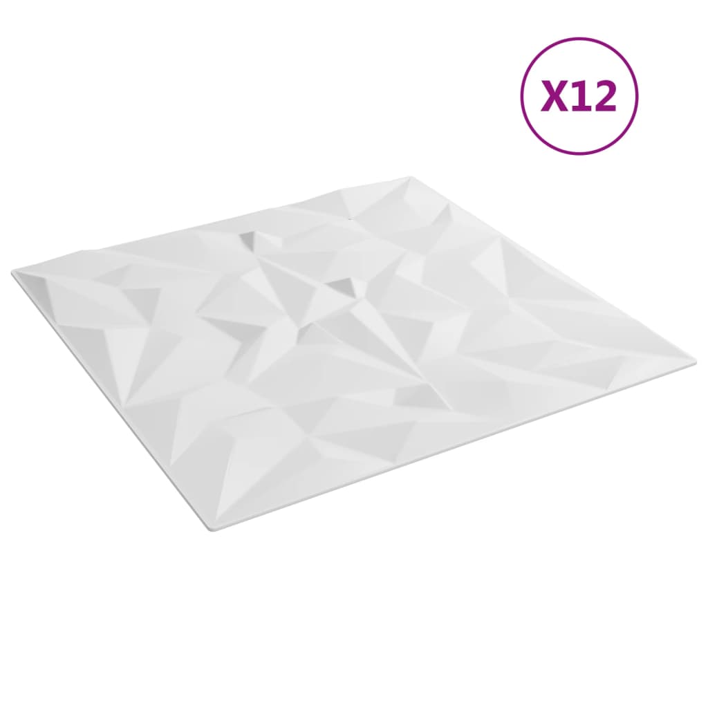 Vidaxl 12 pannelli murali Ametista 3 m² 50x50 cm XPS bianco