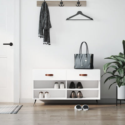 Divano scarpa Vidaxl 102x35x55 cm Bianco di legno trasformato in legno