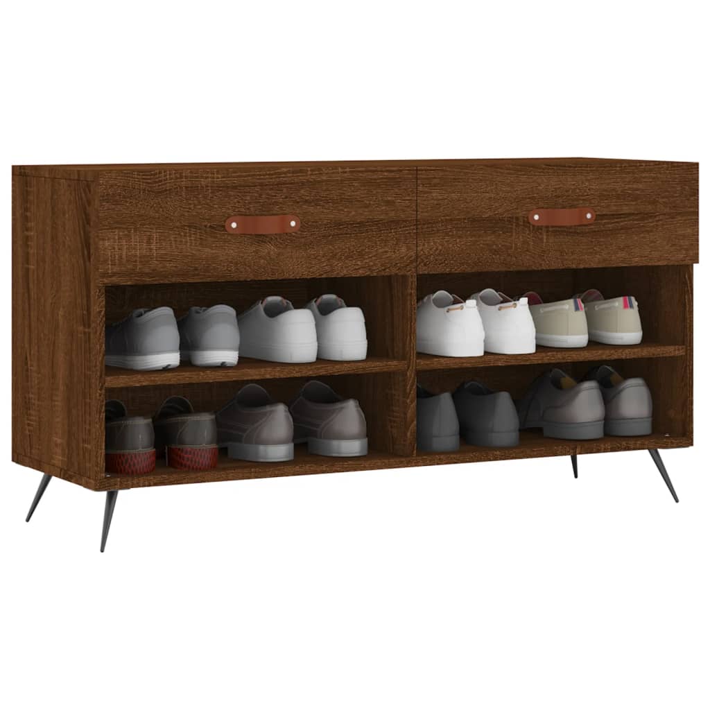 Sofá de zapatos Vidaxl 102x35x55 cm de madera procesada sonoma de roble coloreado