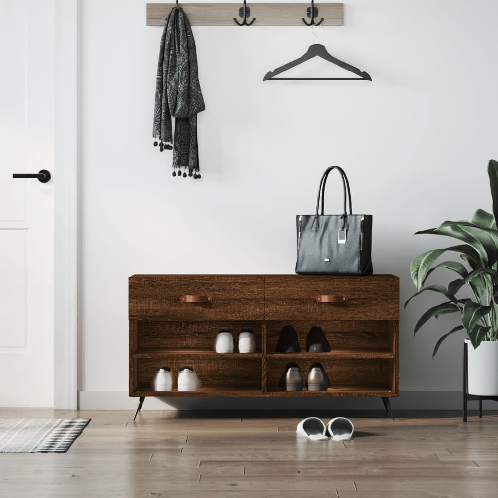 Sofá de zapatos Vidaxl 102x35x55 cm de madera procesada sonoma de roble coloreado