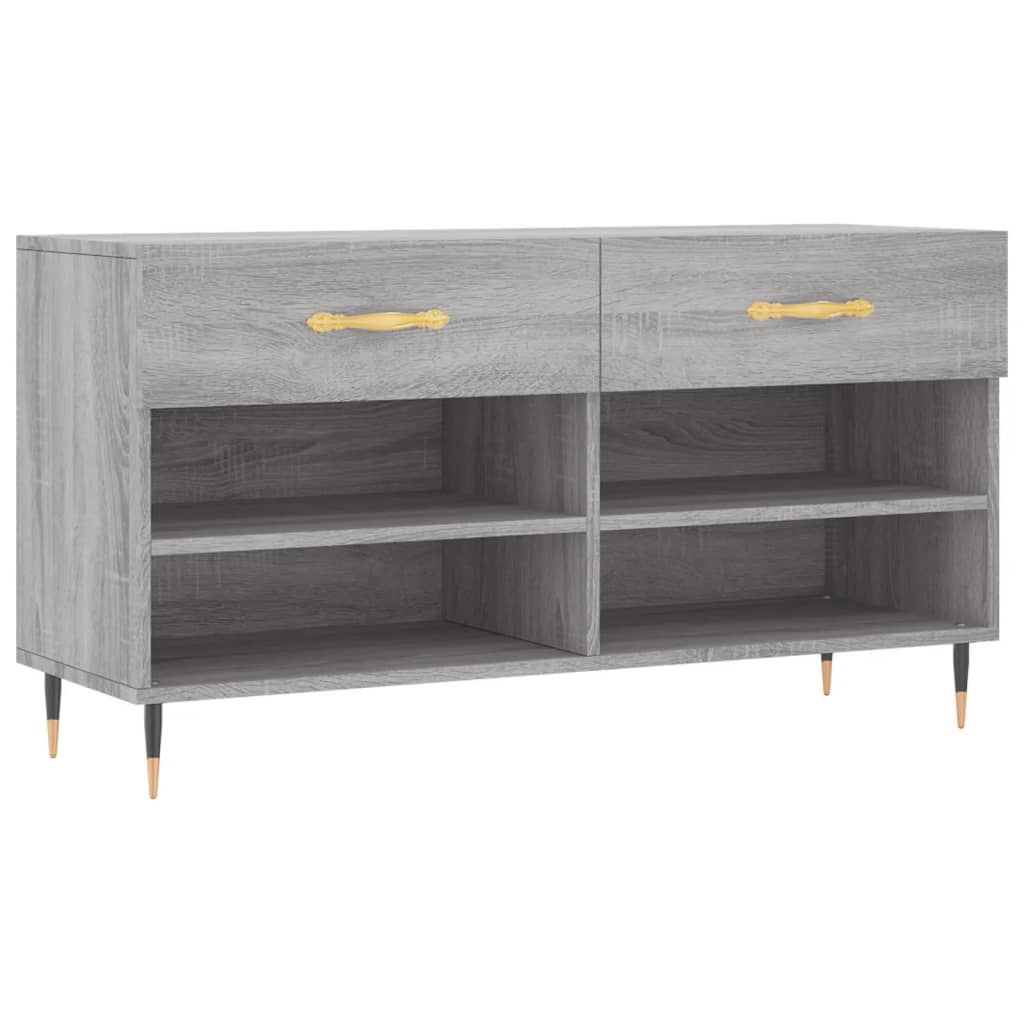 Sofá de zapatos Vidaxl 102x35x55 cm de madera procesada gris soma color