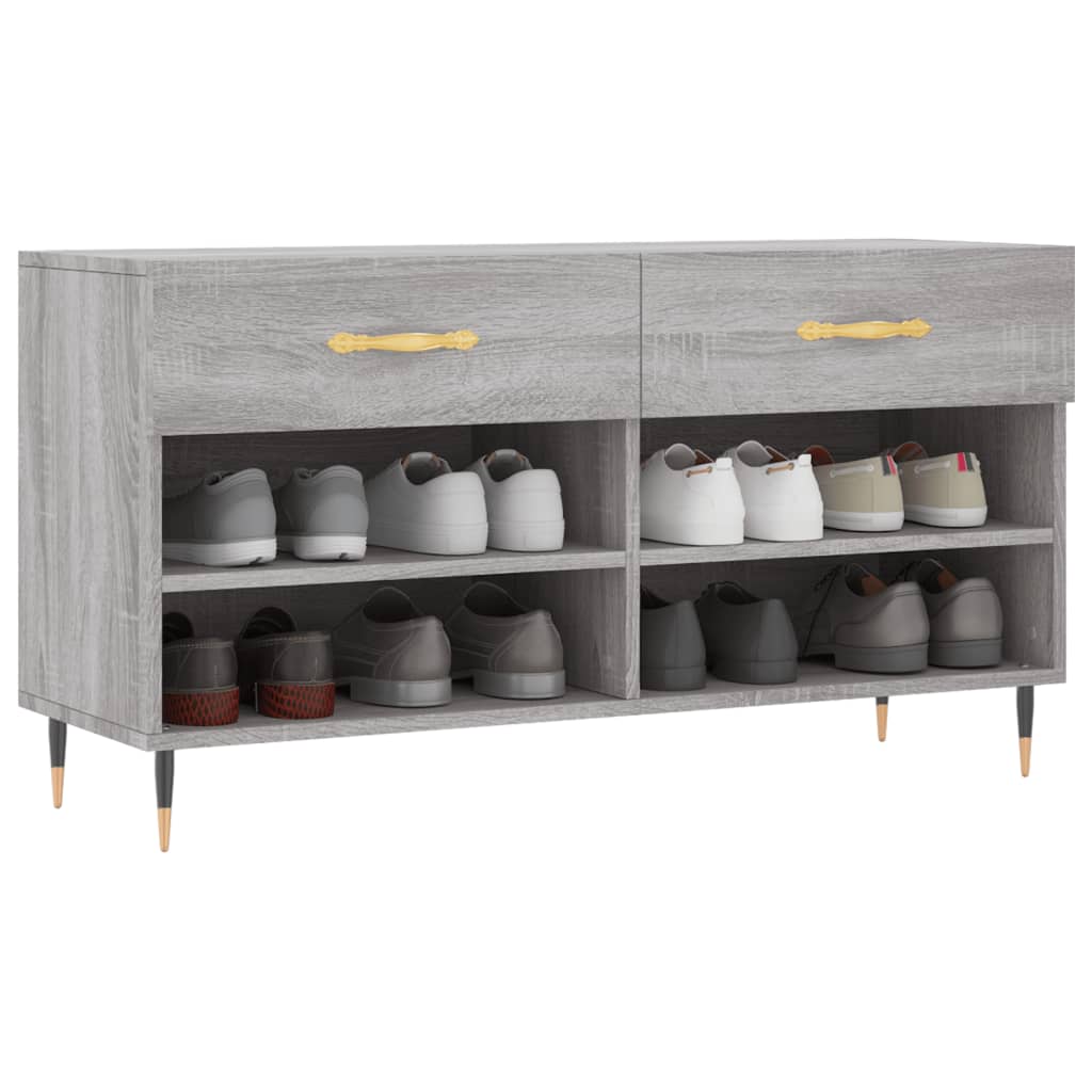 Sofá de zapatos Vidaxl 102x35x55 cm de madera procesada gris soma color