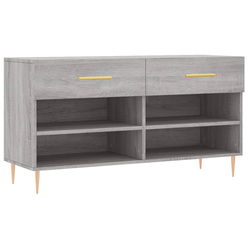 Sofá de zapatos Vidaxl 102x35x55 cm de madera procesada gris soma color