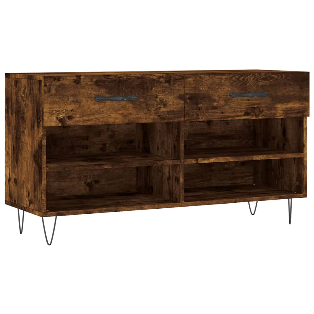 Sofá de zapatos Vidaxl 102x35x55 cm de madera procesada de roble ahumado
