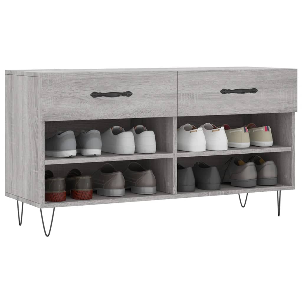 Sofá de zapatos Vidaxl 102x35x55 cm de madera procesada gris soma color