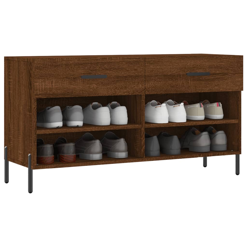 Sofá de zapatos Vidaxl 102x35x55 cm de madera procesada sonoma de roble coloreado