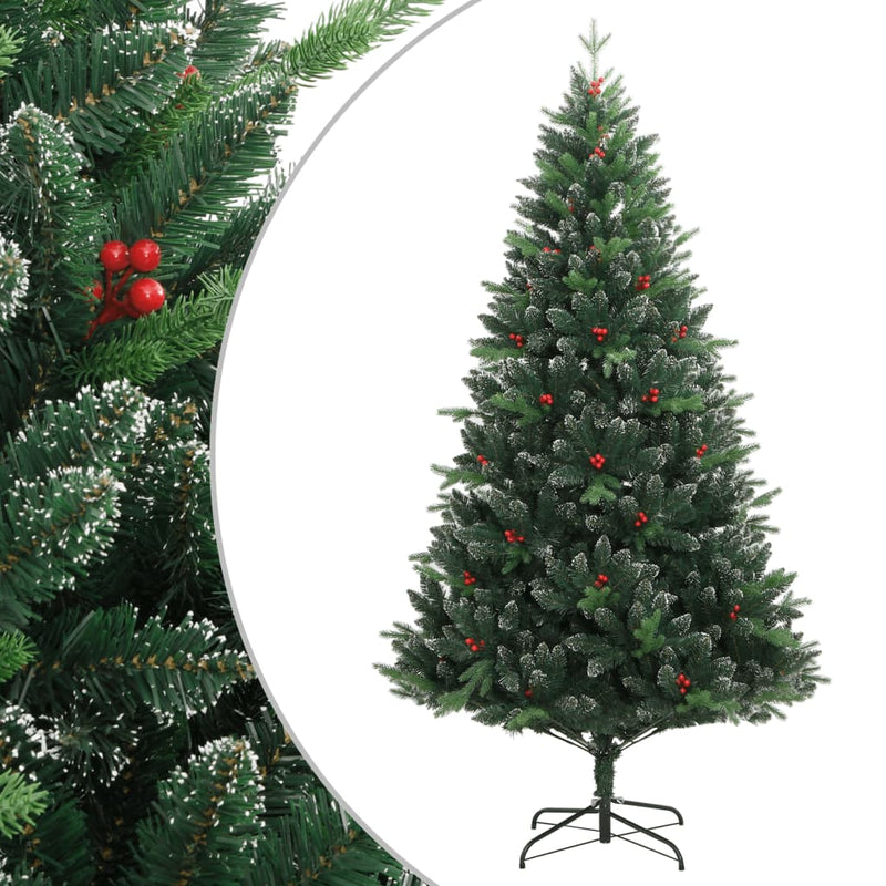 Vidaxl Kunstkerstboom con cardini e bacche rosse 180 cm