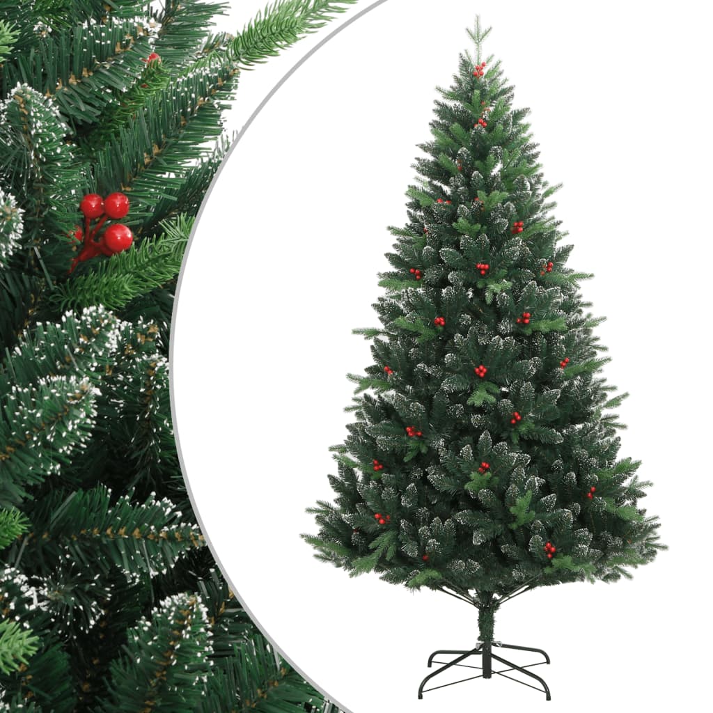 Vidaxl Kunstkerstboom con cardini e bacche rosse 180 cm