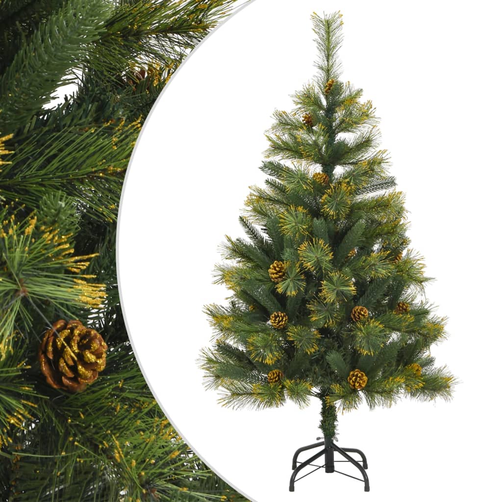 Vidaxl Kunstkerstboom con bisagras y conos de pino 120 cm