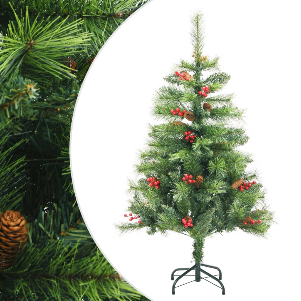 Vidaxl Kunstkerstboom con pini da cardini e bacche 150 cm