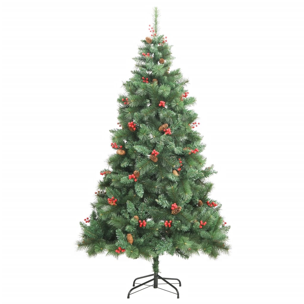 Vidaxl Kunstkerstboom con pini da cardini e bacche 210 cm