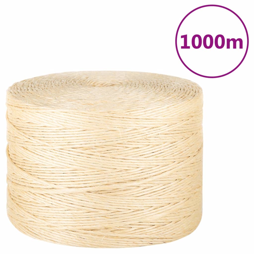 VIDAXL ROPE 3 mm 1000 m 100% sisal