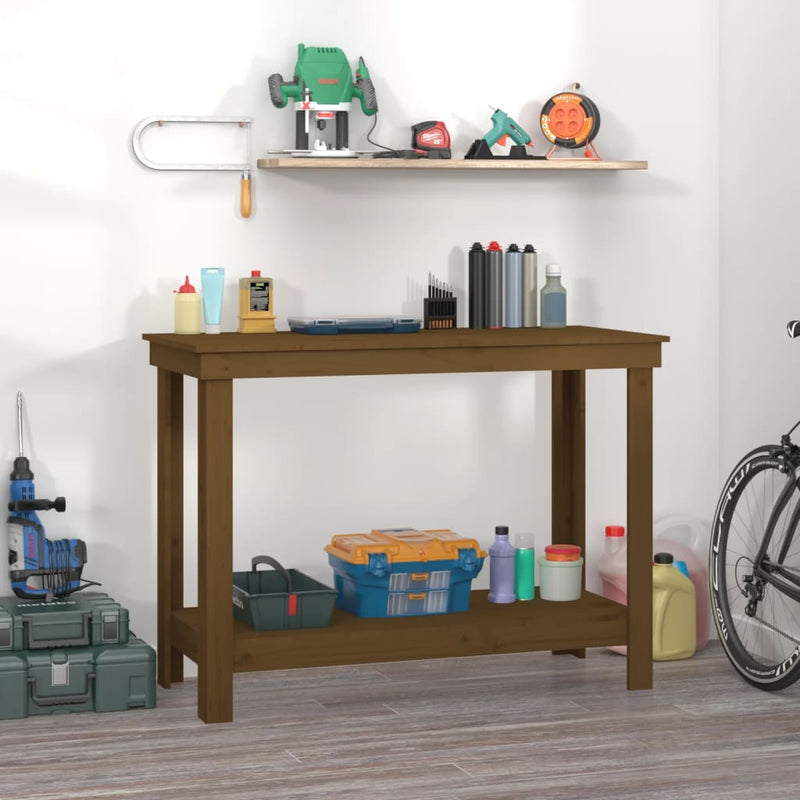 Vidaxl Workbench 110x50x80 cm de pino sólido marrón