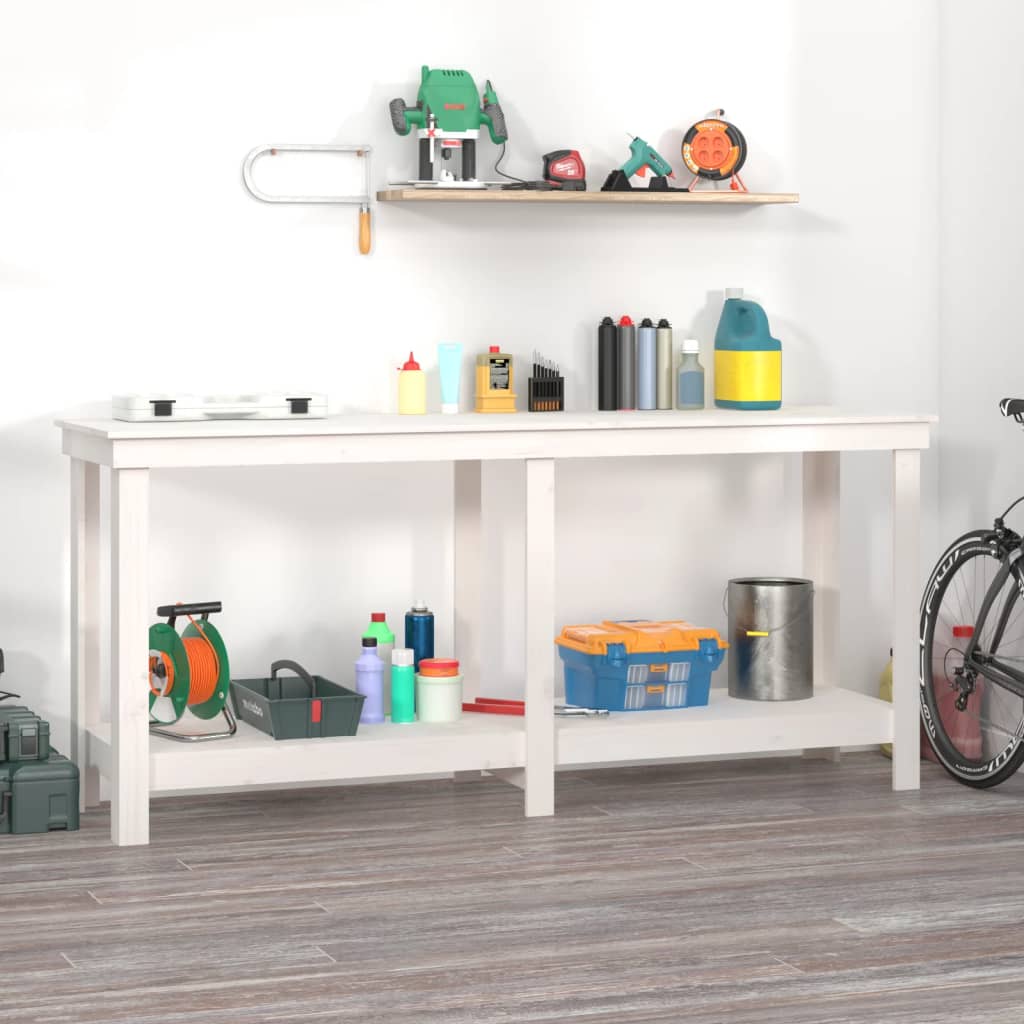 Vidaxl Workbench 180x50x80 cm Pino solido bianco