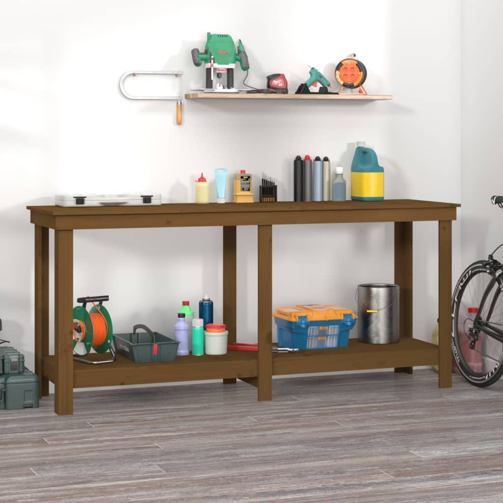 Vidaxl Workbench 180x50x80 cm de pino sólido marrón