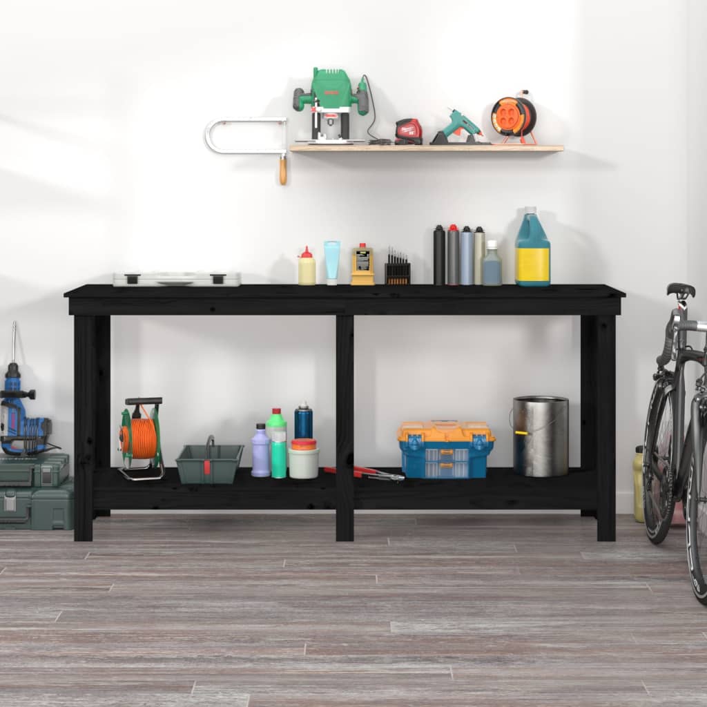 Vidaxl Workbench 180x50x80 cm Pino solido nero