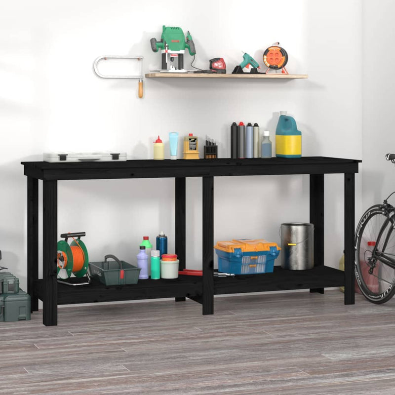 Vidaxl Workbench 180x50x80 cm Pino solido nero
