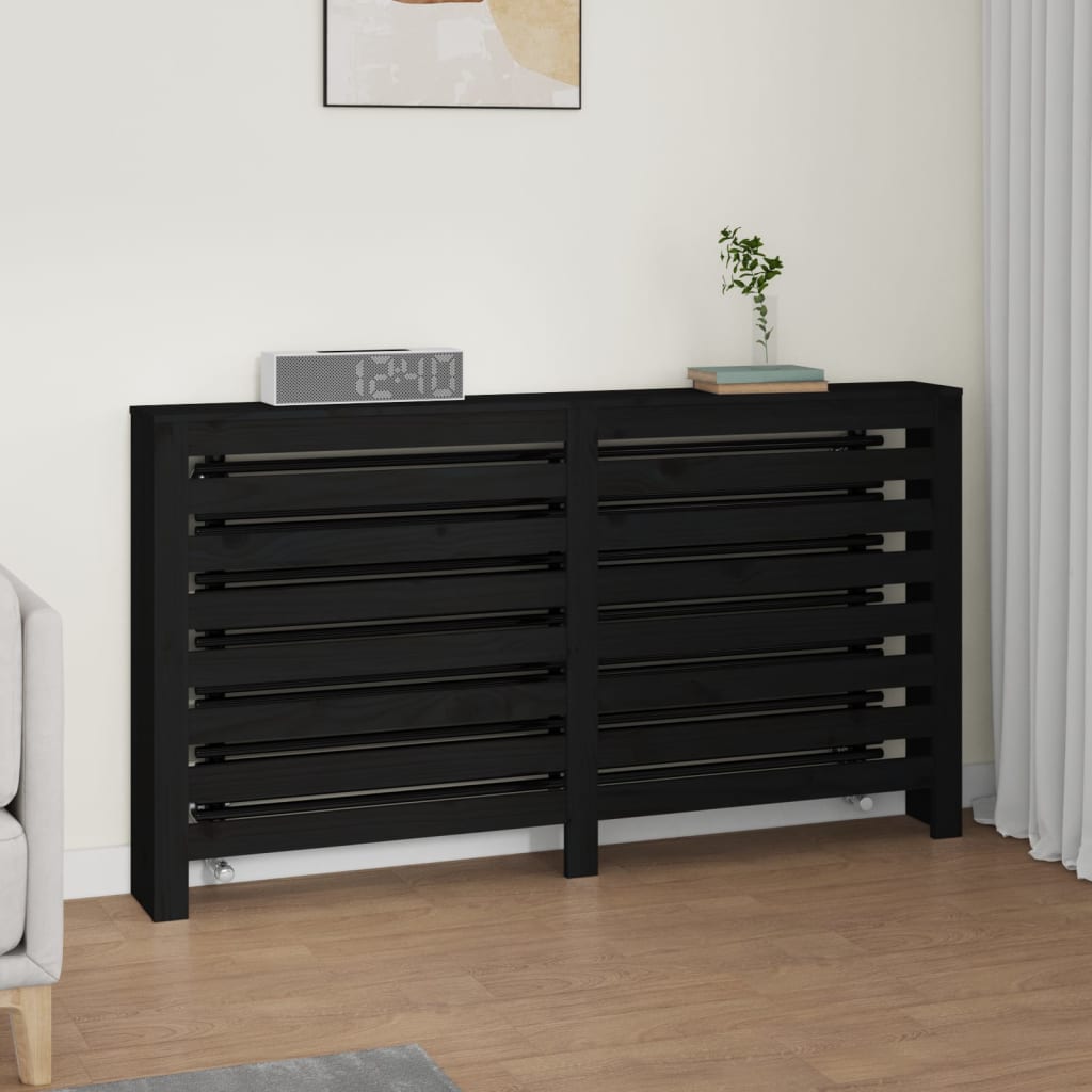 VidaXL Radiatorombouw 153x19x84 cm massief grenenhout zwart