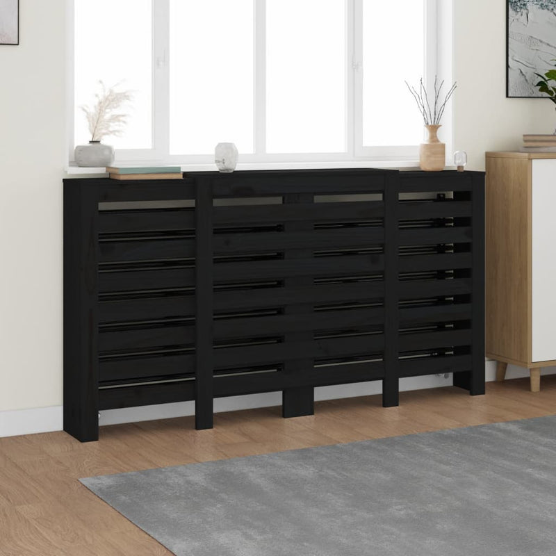 VidaXL Radiatorombouw 210x21x85 cm massief grenenhout zwart