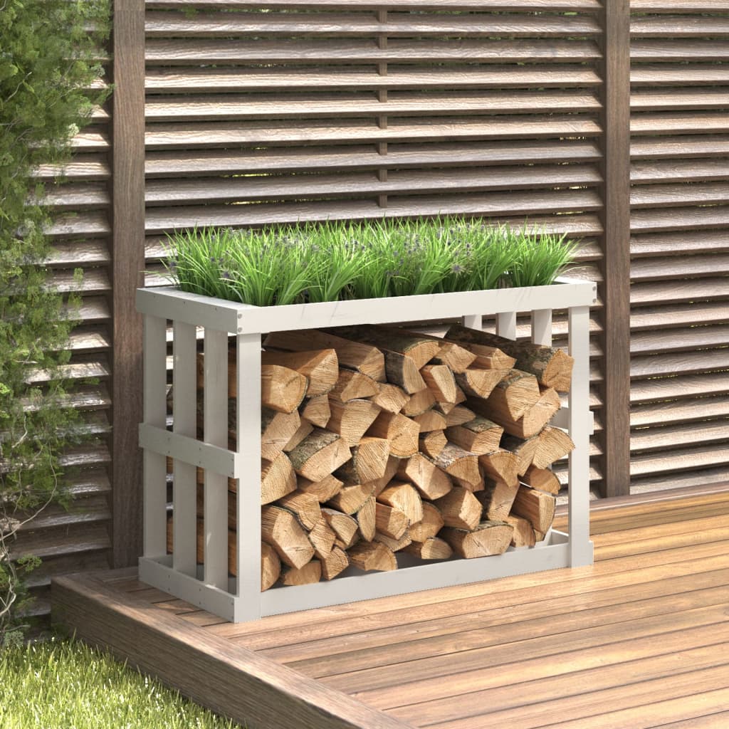 Soporte de bloques de madera Vidaxl 108x52x74 cm de pino sólido blanco