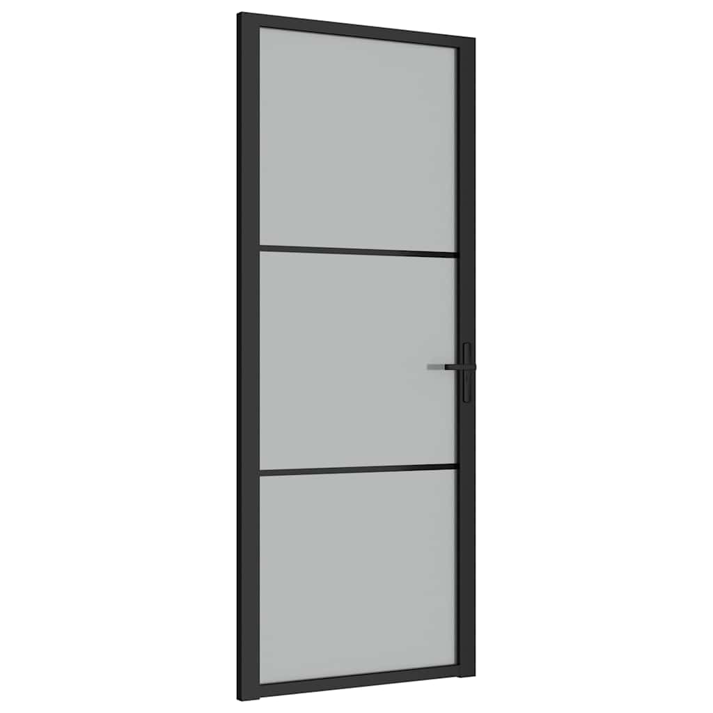 Vidaxl Puerta interior 83x201.5 cm de vidrio mate y negro de aluminio