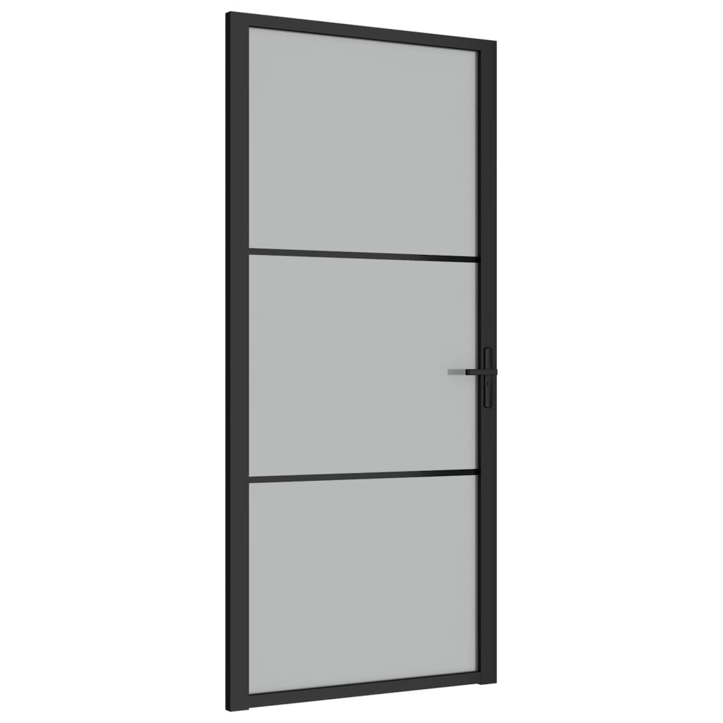 Vidaxl Inner Door 93x201.5 cm de vidrio mate y negro de aluminio