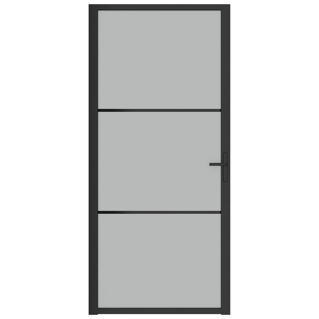 Vidaxl Inner Door 93x201.5 cm de vidrio mate y negro de aluminio