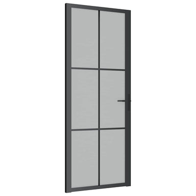 Vidaxl Puerta interior 83x201.5 cm de vidrio mate y negro de aluminio