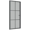 Vidaxl Inner Door 93x201.5 cm de vidrio mate y negro de aluminio