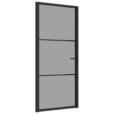 Vidaxl Inner Door 93x201.5 cm de vidrio ESG y negro de aluminio