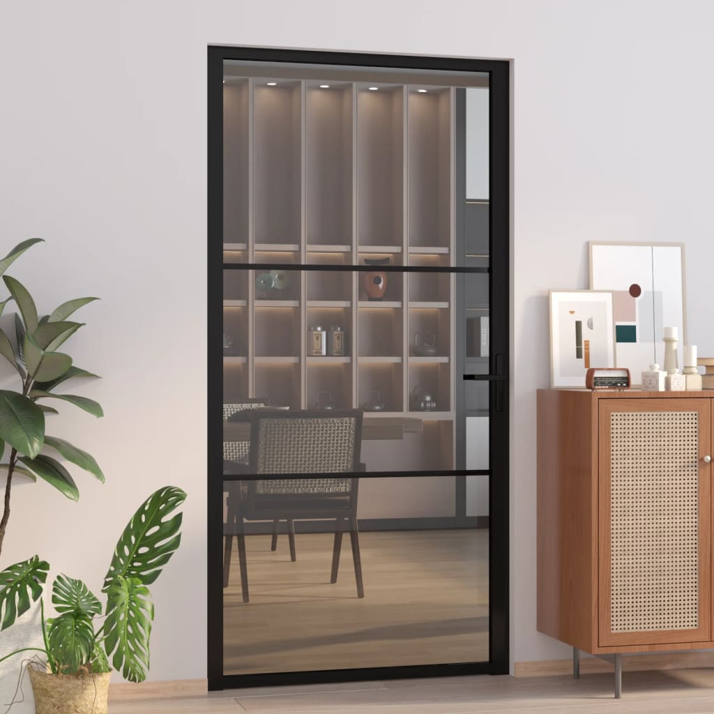 Vidaxl Inner Door 102.5x201.5 cm de vidrio ESG y negro de aluminio