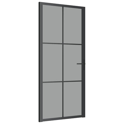Vidaxl Puerta interior 93x201.5 cm de vidrio ESG y aluminio negro