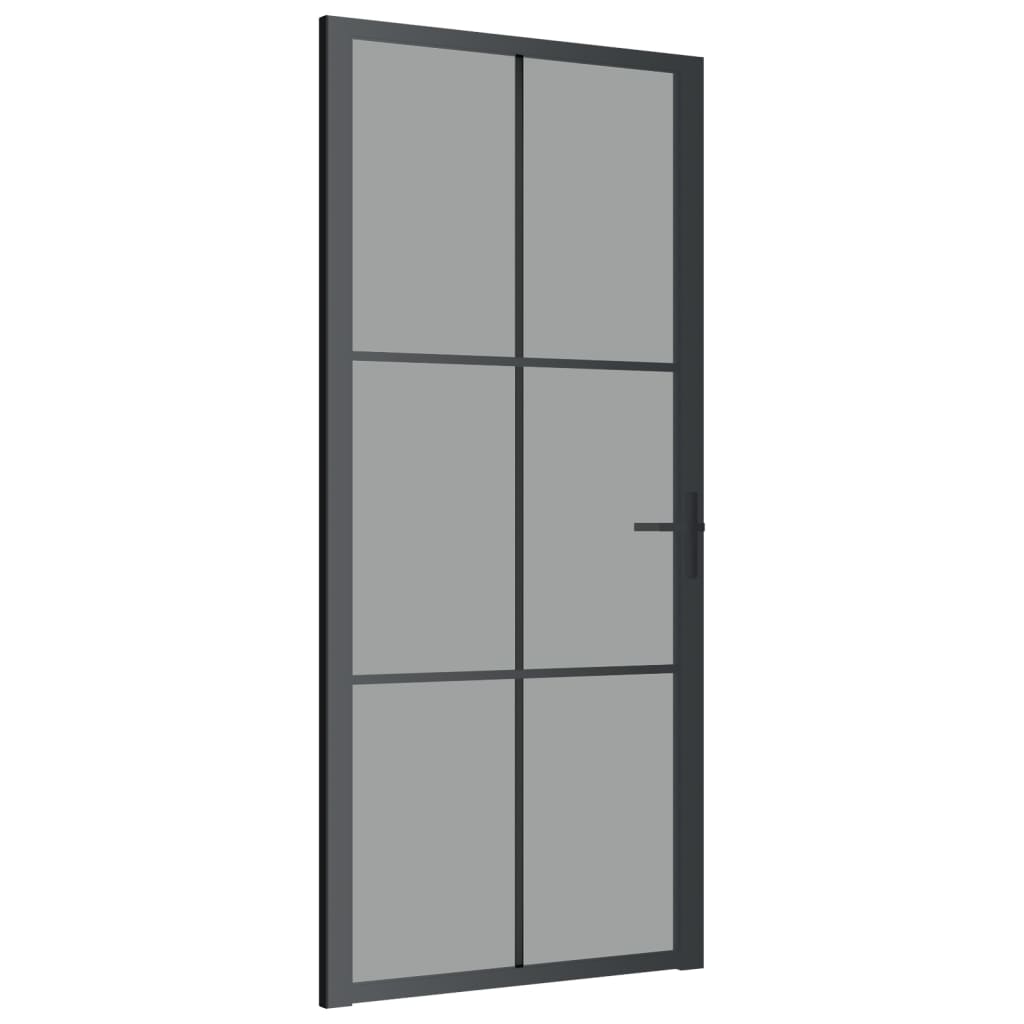 Vidaxl Puerta interior 93x201.5 cm de vidrio ESG y aluminio negro