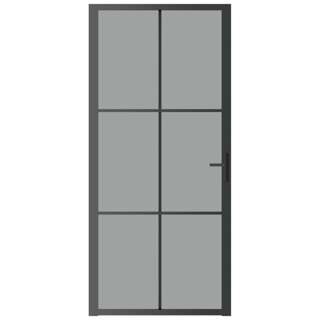 Vidaxl Puerta interior 93x201.5 cm de vidrio ESG y aluminio negro