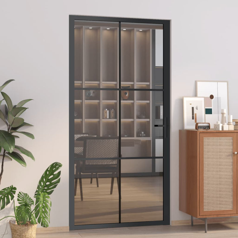 Vidaxl Inner Door 102.5x201.5 cm de vidrio ESG y negro de aluminio