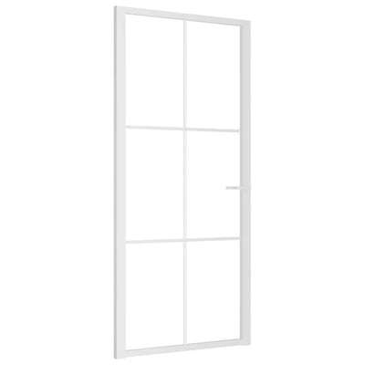 Vidaxl Puerta interior 93x201.5 cm de vidrio ESG y aluminio blanco