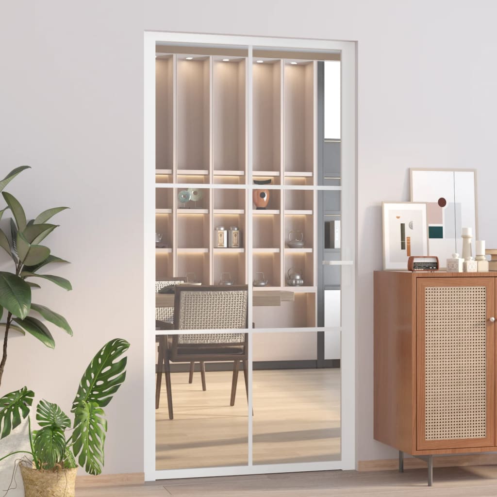Vidaxl Puerta interior 102.5x201.5 cm de vidrio ESG y aluminio blanco