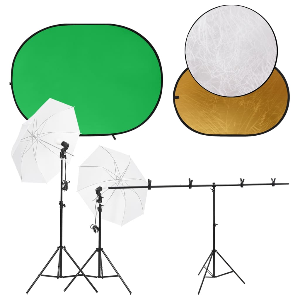 Vidaxl Photo Studio Set con set di luce, schermo di sfondo e riflettore