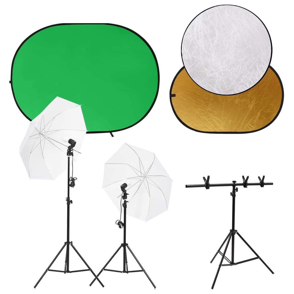 Vidaxl Photo Studio Conjunto con configuración de luz, pantalla de fondo y reflector