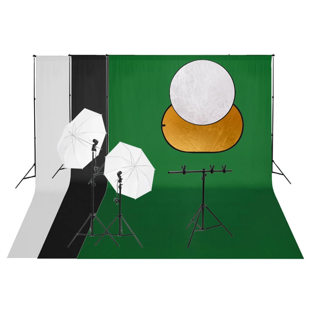 Vidaxl Photo Studio Set con sfondo e riflettore set di illuminazione