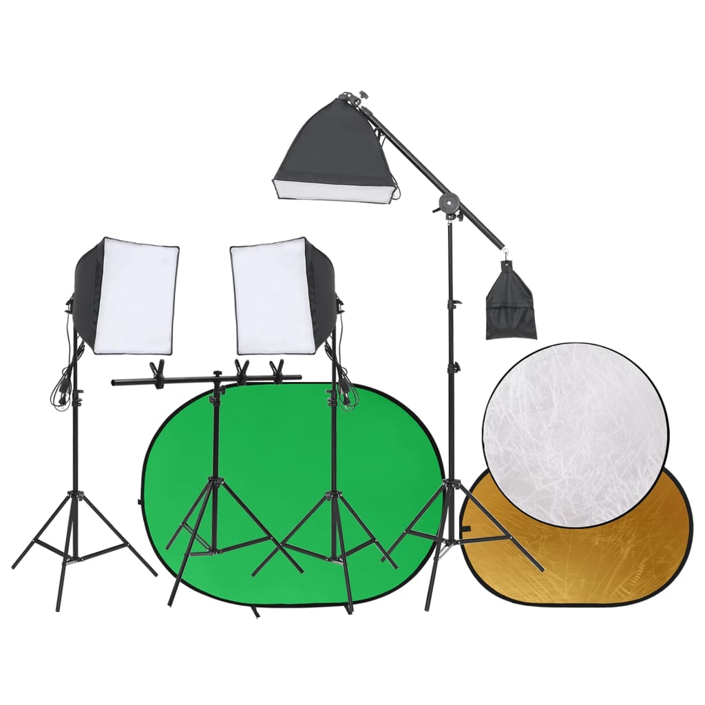Vidaxl Photo Studio Conjunto con configuración de luz, pantalla de fondo y reflector