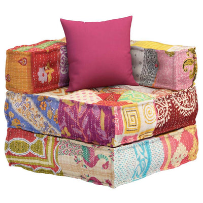 Vidaxl Pouf modulare con tessuto patchwork cuscino