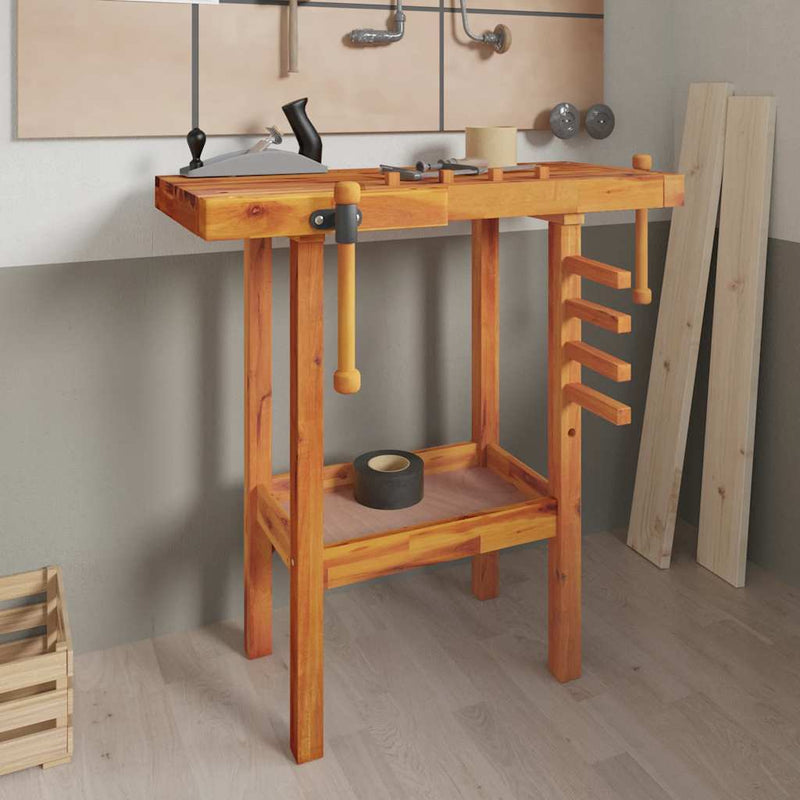 Vidaxl werkbank met bankschroeven 92x48x83 cm massief acaciahout