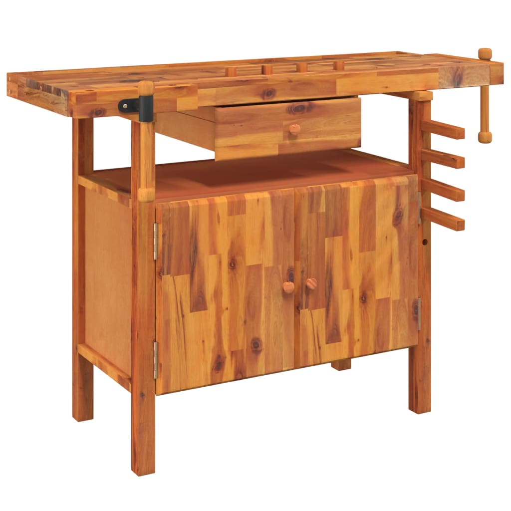 Vidaxl Workbench con cassetto e viti bancarie 124x52x83 cm acaciahout