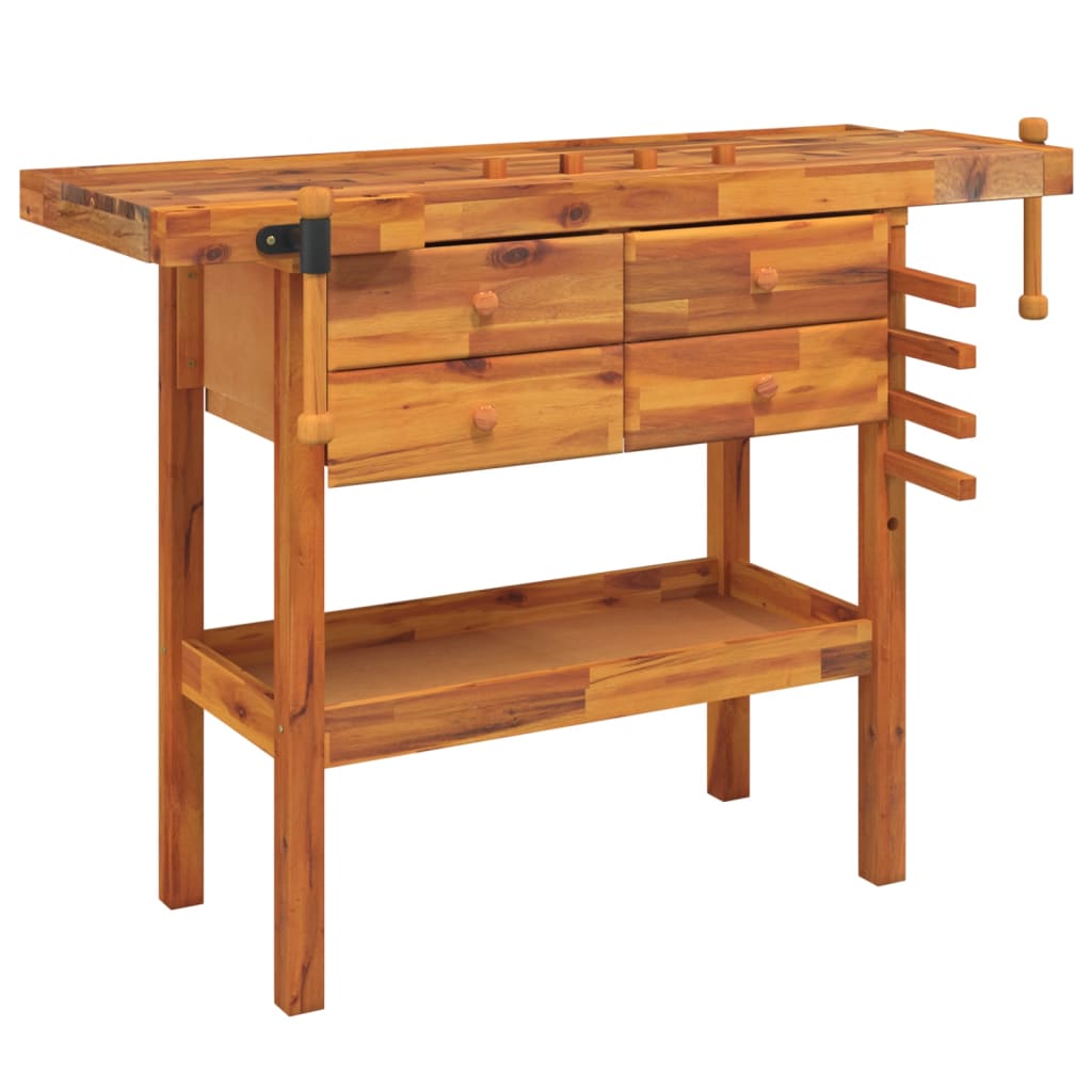 Vidaxl Workbench con cajones y tornillos bancarios 124x52x83 cm Acaciahout