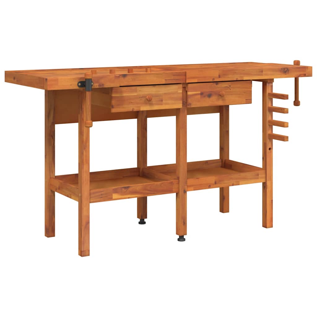 Vidaxl Workbench con cassetti e viti bancarie 162x62x83 cm acaciahout