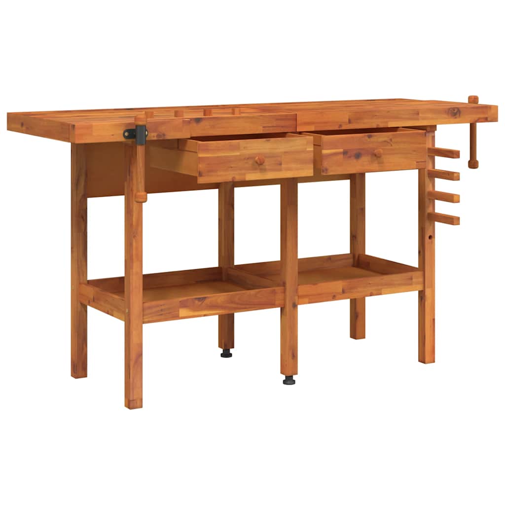 Vidaxl Workbench con cassetti e viti bancarie 162x62x83 cm acaciahout