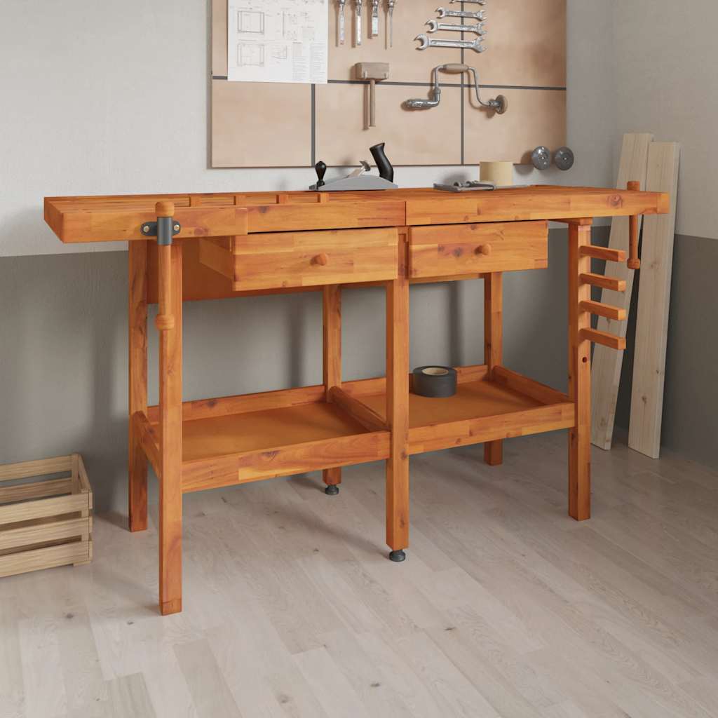 Vidaxl Workbench con cassetti e viti bancarie 162x62x83 cm acaciahout